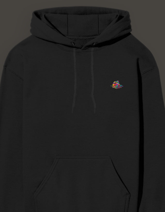 Melted Cube – Abstract Embroidered Unisex Hoodie