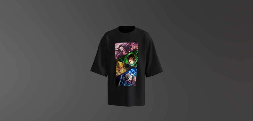 DEMON SLAYER 4 CHARACTERS OVERSIZED T-SHIRT - ANIME EDITION